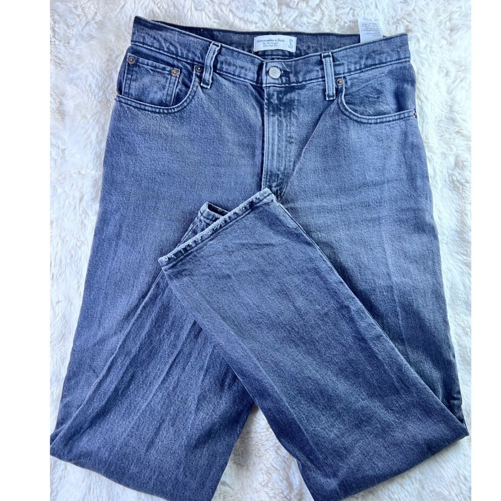 Abercrombie & Fitch The 90s Straight Ultra High Rise Jeans Washe Black 29 8s A20